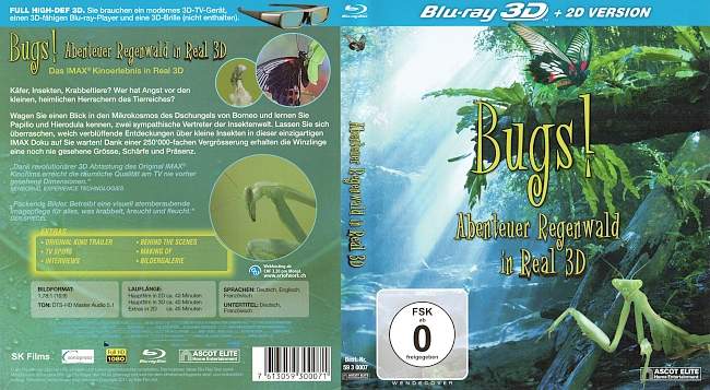 Bugs Abenteuer Regenwald in Real 3D Blu ray german blu ray cover