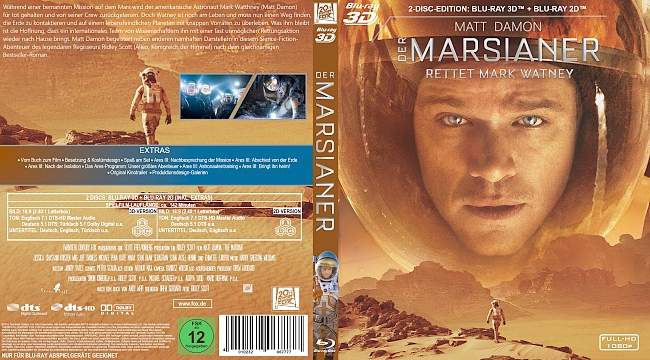 Der Marsianer Rettet Mark Watney 3D german blu ray cover