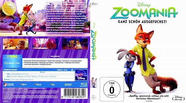 Zoomania ganz schon ausgefuchst german blu ray cover