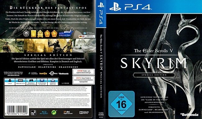 The Elder Scrolls V Skyrim Playstation 4 PS4 german ps4 cover