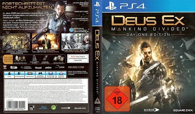 Deus Ex Mankind Divided Day One Edition PS4 Covers deutsch german german ps4 cover