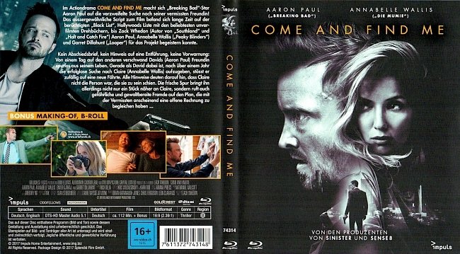 Come and Find Me Cover Blu ray German Deutsch german blu ray cover