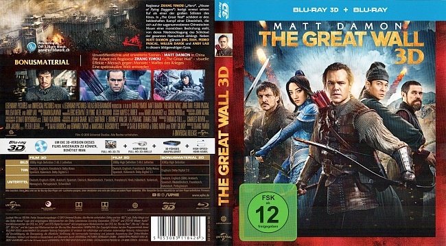 The Great Wall 3D Blu ray Cover german deutsch german blu ray cover
