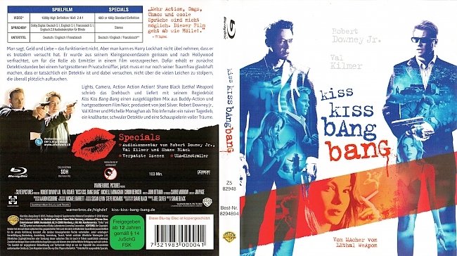 Kiss Kiss Bang Bang Blu ray Cover Deutsch German Robert Downey Jr Val Kilmer german blu ray cover
