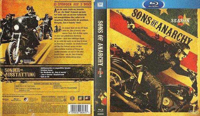 Sons of Anarchy Staffel 2 Season 2 Cover Deutsch Bluray German german blu ray cover