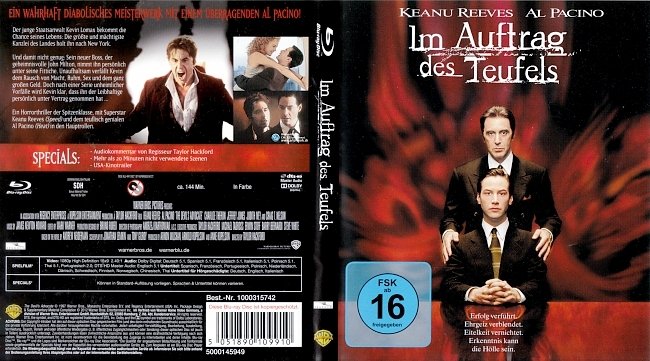 Im Auftrag des Teufels Keanu Reeves Al Pacino Cover Deutsch German Bluray german blu ray cover