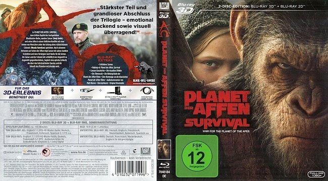 Planet der Affen Survival 3D Blu ray Cover Deutsch German german blu ray cover