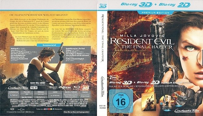 Resident Evil The Final Chapter 3D Blu ray Cover German Deutsch german blu ray cover