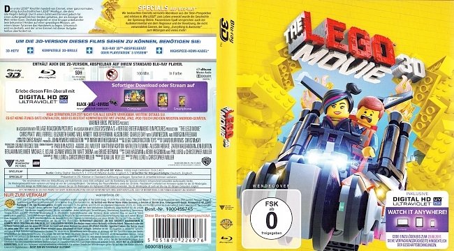 The Lego Movie 3D Cover Deutsch German german blu ray cover
