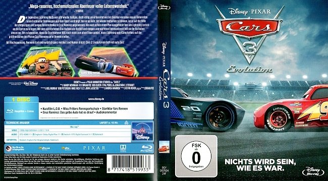 Cars 3 Evolution Deutsch German Cover Blu ray Nichts wird sein wie es war german blu ray cover