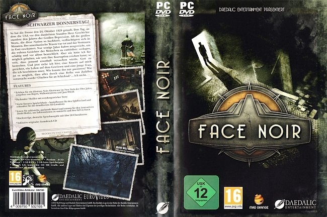 Face Noir Daedalic Entertainment Cover Deutsch German PC DVD pc cover german