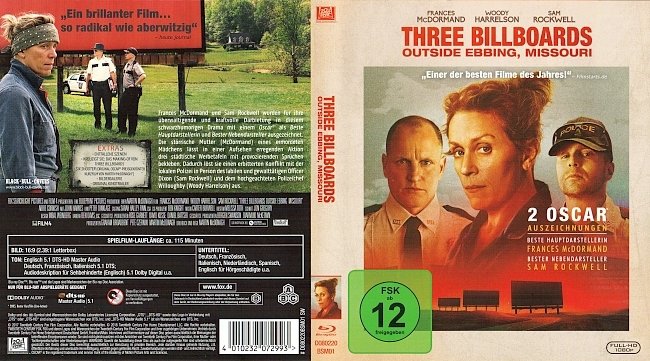 Three Billboards Outside Ebbing Missouri Blu ray Cover German Deutsch german blu ray cover