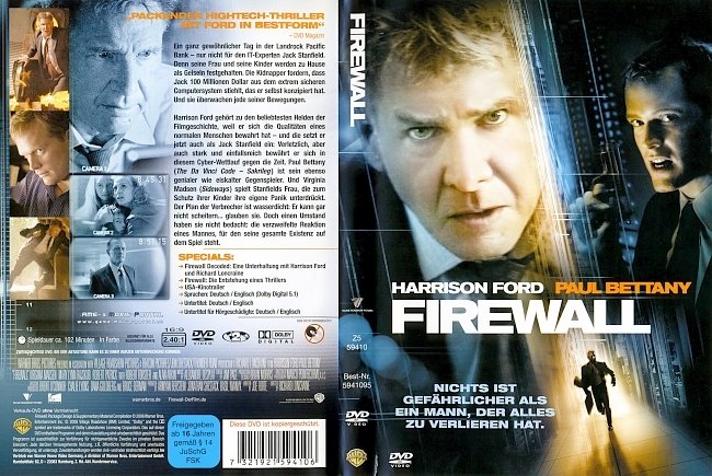 Firewall Harrison Ford Paul Bettany Free DVD Cover deutsch