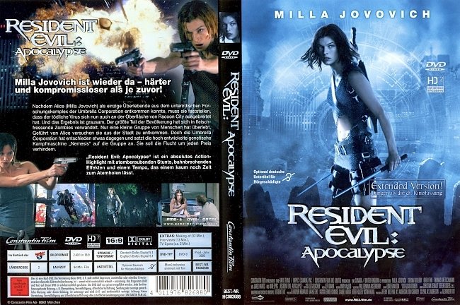 Resident Evil Apocalypse Milla Jovovich german dvd cover