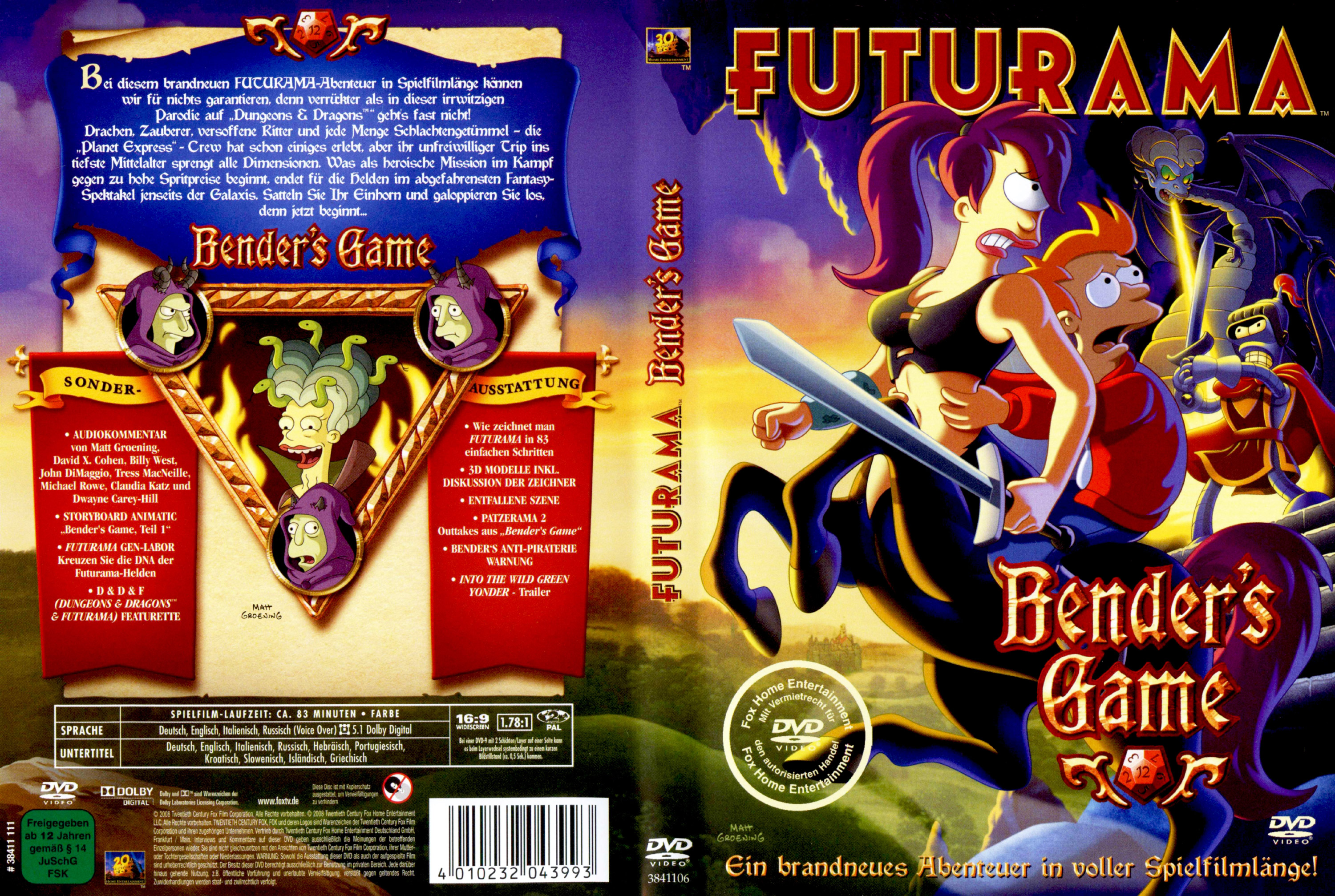 Futurama Benders Game Free Dvd Cover Deutsch German Dvd Covers