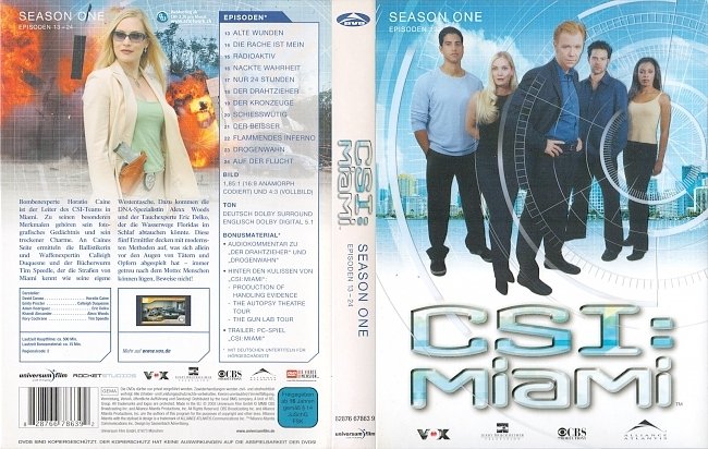 CSI Miami Staffel 1 Season 1 Episode 13 24 Deutsch German DVD Cover free DVD Covers german