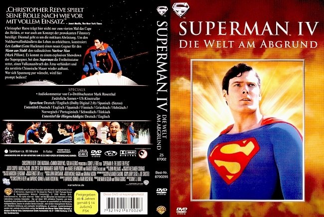 Superman 4 Die Welt am Abgrund german dvd cover