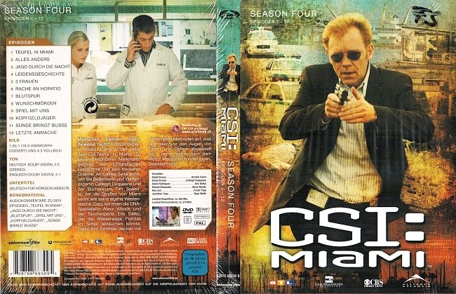 CSI Miami Season 4 Staffel 4 Episode 1 12 German Deutsch Cover DVD free DVD Covers german