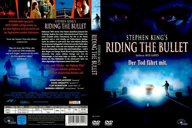 Stephen Kings Riding the Bullet german dvd cover