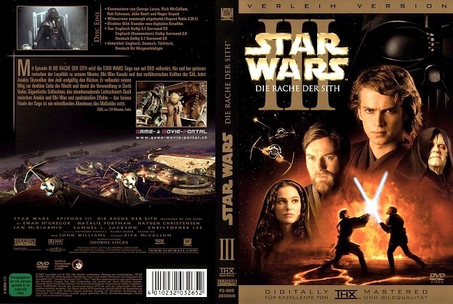 Star Wars Episode 3 Die Rache der Sith german dvd cover