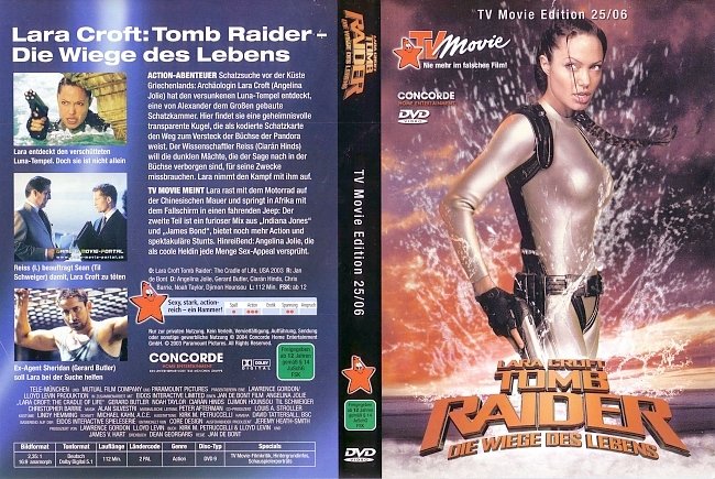 Tomb Raider Lara Croft Die Wiege des Lebens 2 german dvd cover
