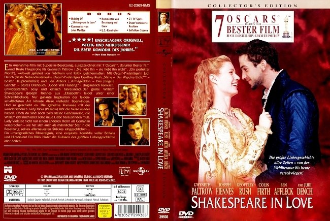 Shakespeare in Love german dvd cover