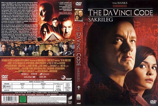 The DaVinci Code Sakrileg Tom Hanks Ron Howard Hans Zimmer german dvd cover