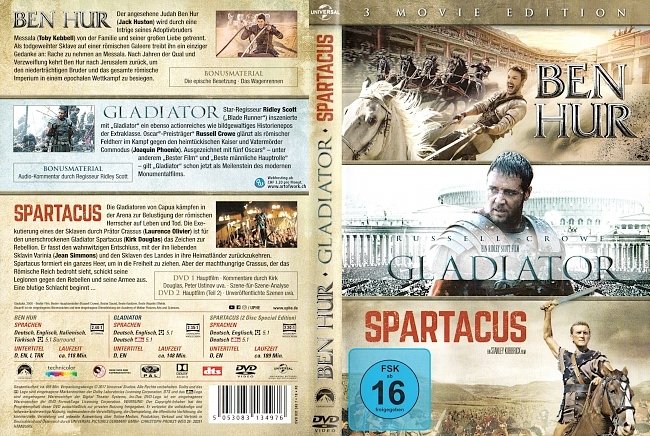 Ben Hur Gladiator Spartacus Cover DVD Deutsch DVD-Cover deutsch