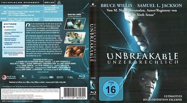 Unbreakable Cover Blu ray Deutsch German german blu ray cover