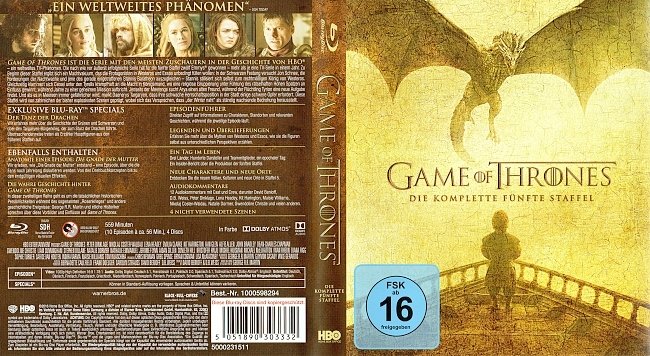 Game of Thrones Staffel 5 S05 Blu ray Cover Deutsch German german blu ray cover